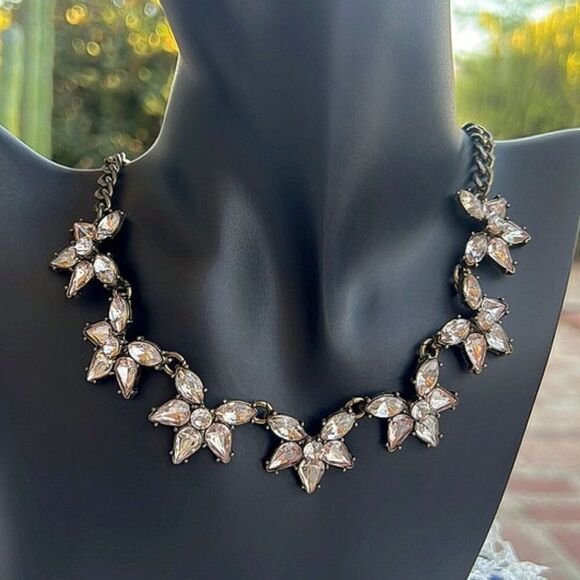 Sugarfix Floral Bronze & Rhinestone Statement Necklace - Picture 1 of 10